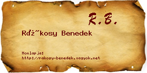 Rákosy Benedek névjegykártya